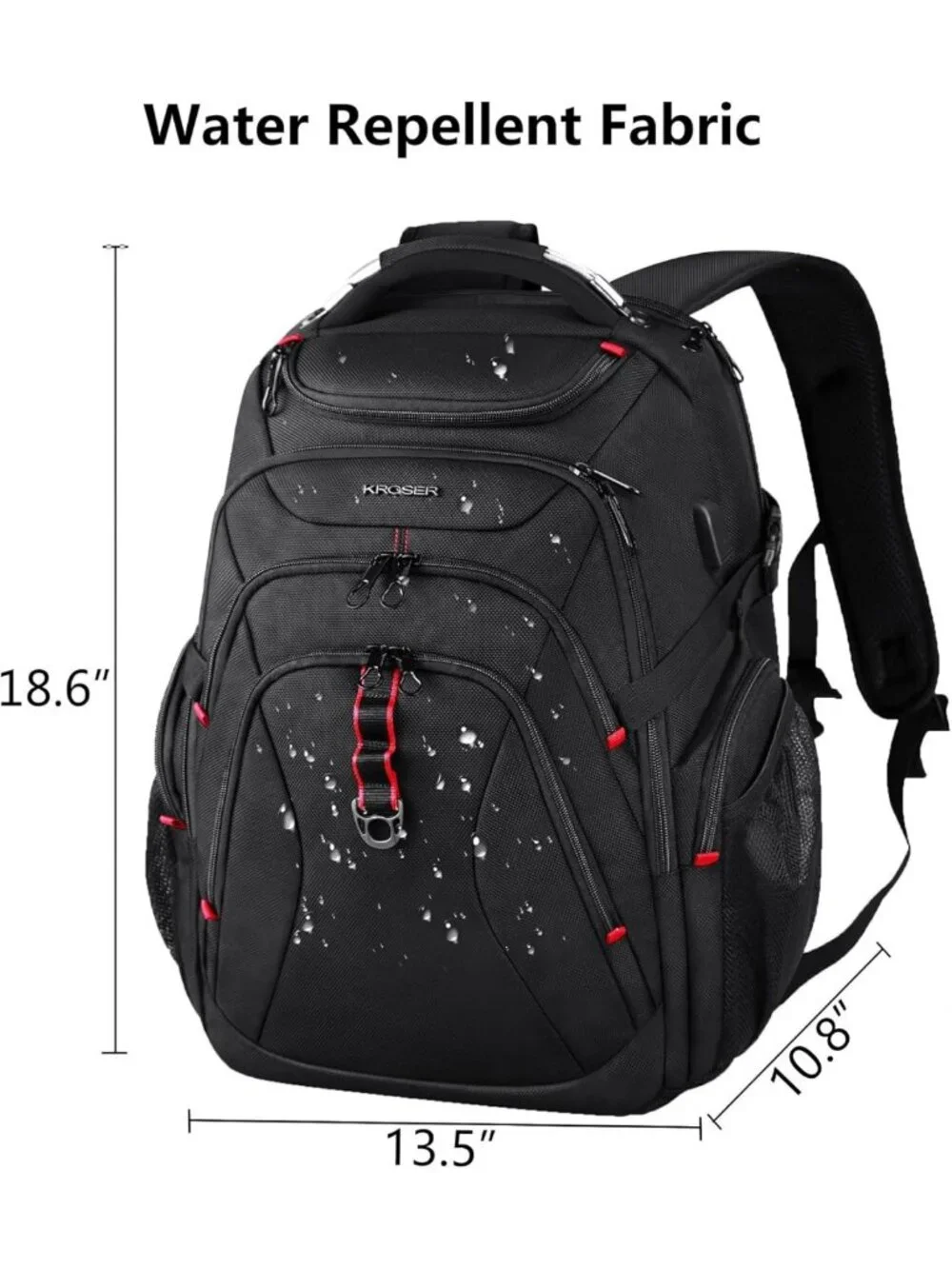 Stylish Water-Repellent Travel Laptop Backpack 17.3